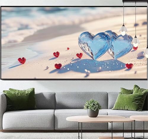 Diamond Painting Liebe Diamond Painting Erwachsene Meeresufer, 5D Diamant Painting Bilder Full Drill Diamond Painting Kinder, DIY Malen Nach Zahlen Malerei Stickerei Set für Wand Dekor 120 x 70 cm q7 von Generic