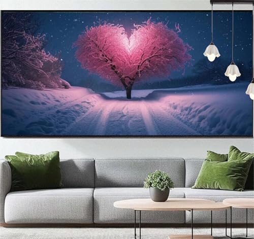 Diamond Painting Liebesbaum Diamond Painting Erwachsene Winterlandschaft, 5D Diamant Painting Bilder, DIY Malen Nach Zahlen Diamant Kunst Malerei Stickerei Set für Wand Dekor Geschenke 140 x 70 cm q9 von Generic