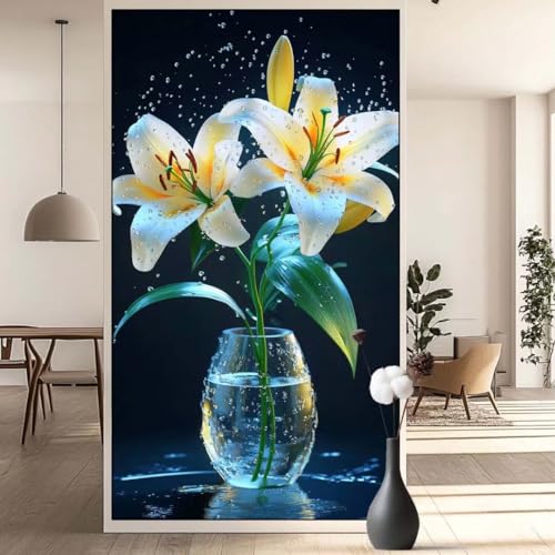 Diamond Painting Lilie Diamant Painting Bilder Blume, Diamond Painting Groß XXL 40 x 70 cm, Diamant Painting Bilder Erwachsene DIY Simple Diamond Painting Crystal Art Stickerei für Wand Dekor q616 von Generic