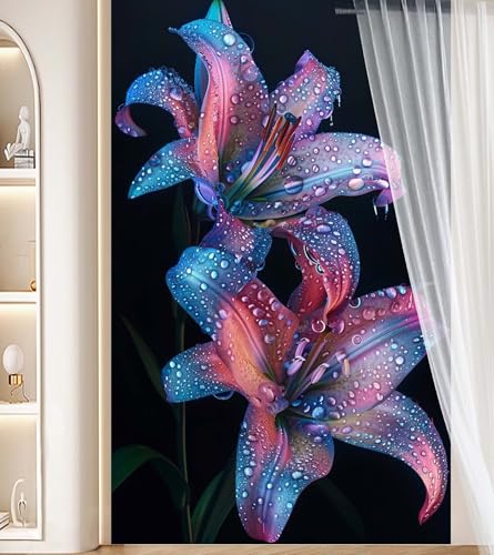 Diamond Painting Lilie Diamant Painting Bilder Kinder Blume Malen nach Zahlen,DIY Bastelset Erwachsene Full Zubehör,5D Diamant Malerei Kunst Strass Mosaic Stickerei Kits Home Wand Decor 70x140 cm J43 von Generic