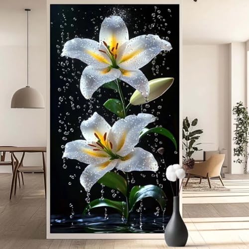 Diamond Painting Lilie Diamond Painting Erwachsene Blume, 5D Diamant Painting Bilder Full Drill Diamond Painting Kinder, DIY Malen Nach Zahlen Diamant Kunst Malerei Set für Wand Dekor 30 x 60 cm q619 von Generic