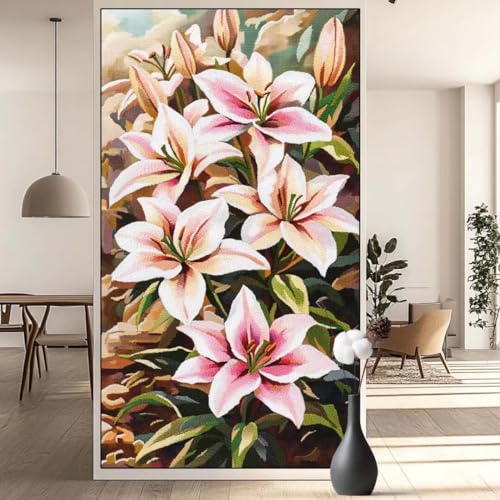 Diamond Painting Lilie Diamond Painting Erwachsene Blume, 5D Diamant Painting Bilder Full Drill Diamond Painting Kinder, DIY Malen Nach Zahlen Diamant Kunst Malerei Set für Wand Dekor 40 x 70 cm q617 von Generic