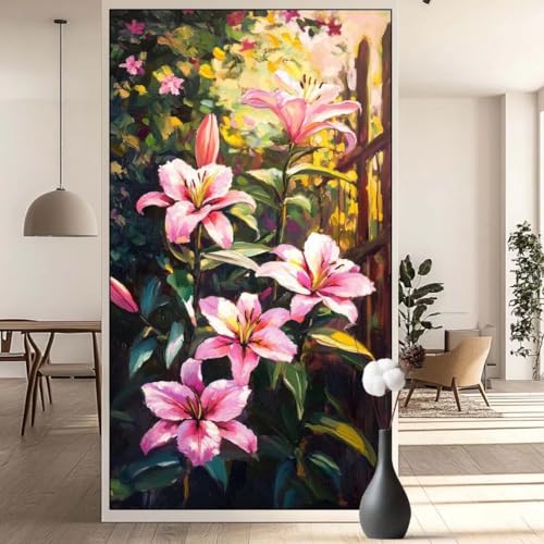 Diamond Painting Lilie Diamond Painting Erwachsene Pflanze, 5D Diamant Painting Bilder Full Drill Diamond Painting Kinder, DIY Malen Nach Zahlen Diamant Kunst Malerei Set für Wand Dekor 50x100 cm q621 von Generic