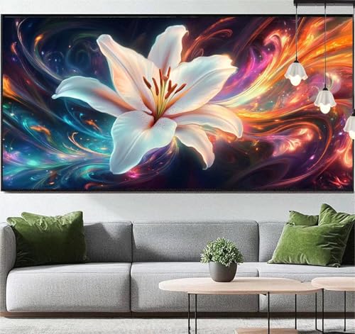 Diamond Painting Lilien Diamant Painting Bilder Abstrakt, Diamond Painting Groß XXL 180 x 90 cm, Diamant Painting Bilder Erwachsene DIY Simple Diamond Painting Crystal Art Stickerei für Wand Dekor q10 von Generic