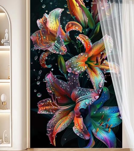 Diamond Painting Lilien Diamant Painting Bilder Kinder Geheimnisvoll Malen nach Zahlen, DIY Bastelset Erwachsene 5D Diamant Malerei Kunst Mosaic Stickerei Kits Home Wand Decor Geschenke 30x60 cm J61 von Generic