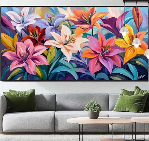 Diamond Painting Lilien Diamond Painting Erwachsene Bunt, 5D Diamant Painting Bilder Full Drill Diamond Painting Kinder, DIY Malen Nach Zahlen Diamant Kunst Malerei Set für Wand Dekor 190 x 80 cm q11 von Generic