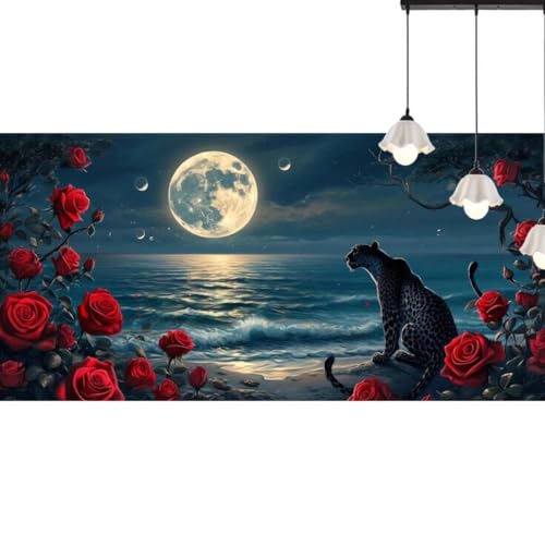 Diamond Painting Mond Diamond Painting Erwachsene Leopard, 5D Diamant Painting Bilder Full Drill Diamond Painting Kinder, DIY Malen Nach Zahlen Diamant Kunst Malerei Set für Wand Dekor 100x50 cm q579 von Generic