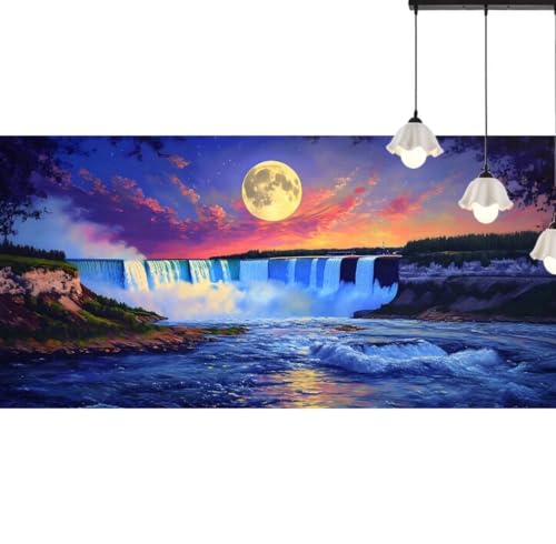 Diamond Painting Mond Diamond Painting Erwachsene Wasserfall, 5D Diamant Painting Bilder Full Drill Diamond Painting Kinder, DIY Malen Nach Zahlen Malerei Stickerei Set für Wand Dekor 90 x 40 cm q589 von Generic