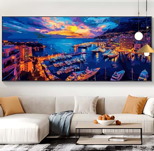 Diamond Painting Nachtansicht Diamond Painting XXL 100x300cm Diamond Painting Erwachsene Pier Malen Nach Zahlen DIY Mosaikherstellung Diamonds Stickerei Malerei Set für Home Décor Geschenke Frauen K69 von Generic