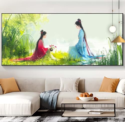 Diamond Painting Paar Diamond Painting XXL 100x300cm Diamond Painting Erwachsene Landschaft Malen Nach Zahlen DIY Mosaikherstellung Diamonds Stickerei Malerei Sets für Home Décor Geschenke Frauen H62 von Generic