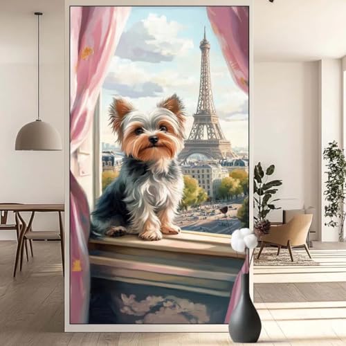 Diamond Painting Paris Diamond Painting Erwachsene Hund, 5D Diamant Painting Bilder Full Drill Diamond Painting Kinder, DIY Malen Nach Zahlen Diamant Kunst Malerei Set für Wand Dekor 40 x 90 cm q607 von Generic