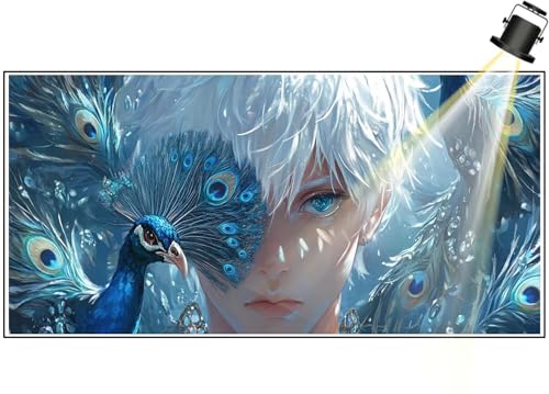 Diamond Painting Pfau Diamant Painting Bilder Kinder Anime Diamond Art DIY Set Erwachsene Full Drill Diamond Painting, 5D Diamant Malerei Kunst Mosaic Stickerei Kits, Home Wand Decor 60x30 cm F430 von Generic