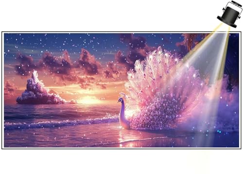 Diamond Painting Pfau Diamant Painting Bilder Kinder Meer Diamond Art DIY Set Erwachsene Full Drill Diamond Painting, 5D Diamant Malerei Kunst Mosaic Stickerei Kits, Home Wand Decor 100x40 cm F445 von Generic