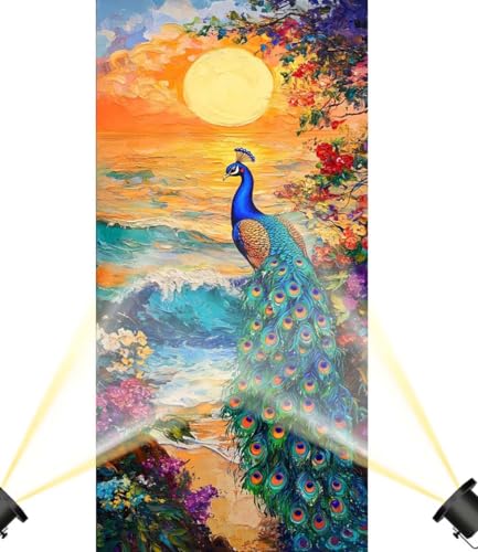 Diamond Painting Pfau Diamant Painting Bilder Kinder Sonnenuntergang Malen nach Zahlen Erwachsene, DIY Bastelset Diamant Malerei Kunst Strass Mosaic Stickerei Kits Home Decor Geschenke 90 x 40 cm F979 von Generic