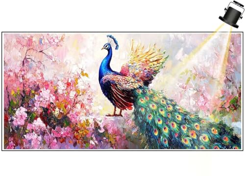 Diamond Painting Pfau Diamant Painting Bilder Kinder Tier Diamond Art DIY Set Erwachsene Full Drill Diamond Painting, 5D Diamant Malerei Kunst Mosaic Stickerei Kits, Home Wand Decor 180x90 cm F439 von Generic