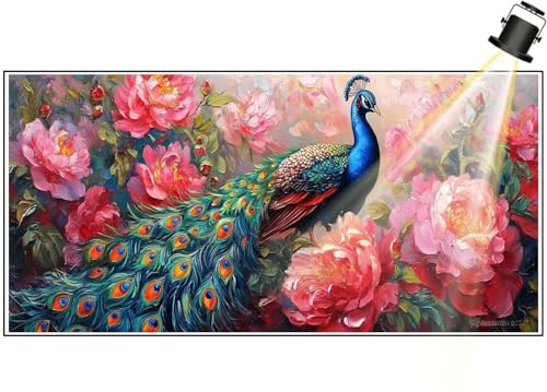 Diamond Painting Pfau Diamant Painting Bilder Kinder Tier Diamond Art DIY Set Erwachsene Full Drill Diamond Painting, 5D Diamant Malerei Kunst Mosaic Stickerei Kits, Home Wand Decor 200x90 cm F433 von Generic