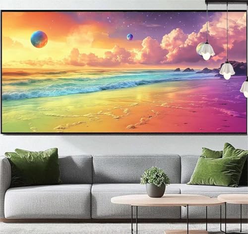 Diamond Painting Regenbogen Diamond Painting Erwachsene Meer, 5D Diamant Painting Bilder Full Drill Diamond Painting Kinder, DIY Malen Nach Zahlen Malerei Stickerei Set für Wand Dekor 120 x 60 cm q19 von Generic