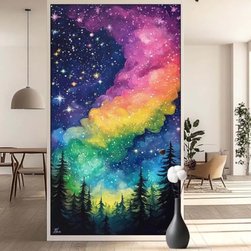 Diamond Painting Regenbogen Diamond Painting Erwachsene Wald, 5D Diamant Painting Bilder Full Drill Diamond Painting Kinder, DIY Malen Nach Zahlen Malerei Stickerei Set für Wand Dekor 40 x 90 cm q623 von Generic