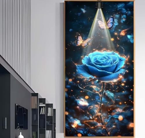 Diamond Painting Rose Diamant Painting Bilder Kinder Blume Malen nach Zahlen Erwachsene, 5D DIY Bastelset Diamant Malerei Kunst Strass Mosaic Stickerei Kits Home Wand Decor Geschenke 100 x 40 cm F1009 von Generic