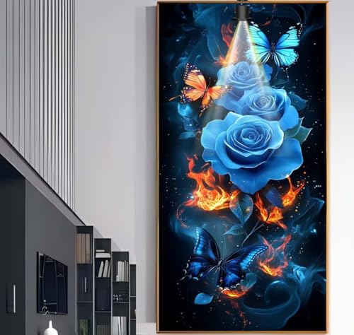 Diamond Painting Rose Diamant Painting Bilder Kinder Blume Malen nach Zahlen Erwachsene, 5D DIY Bastelset Diamant Malerei Kunst Strass Mosaic Stickerei Kits Home Wand Decor Geschenke 60 x 30 cm F1005 von Generic