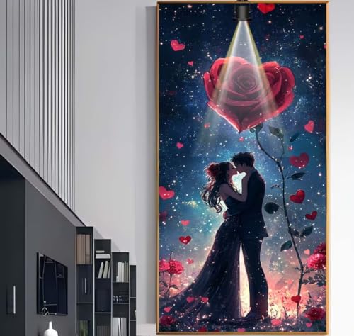 Diamond Painting Rose Diamant Painting Bilder Kinder Ehepaar Malen nach Zahlen Erwachsene, 5D DIY Bastelset Diamant Malerei Kunst Strass Mosaic Stickerei Kits Home Wand Decor Geschenke 60x30 cm F1011 von Generic