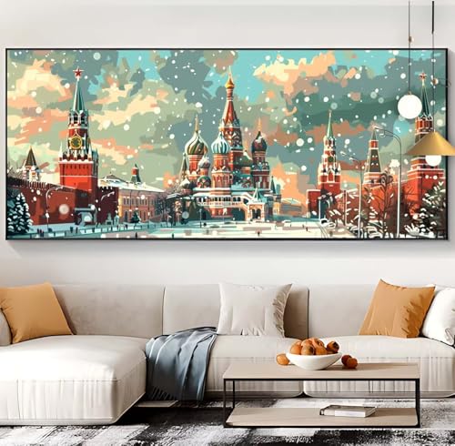 Diamond Painting Schloss Diamond Painting XXL 100x300cm Diamond Painting Erwachsene Europa Malen Nach Zahlen DIY Mosaikherstellung Diamonds Stickerei Malerei Sets für Home Décor Geschenke Frauen K46 von Generic