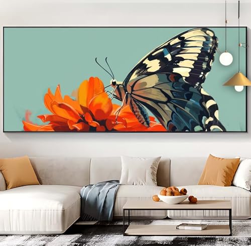 Diamond Painting Schmetterling Diamond Painting XXL 100x300cm Diamond Painting Erwachsene Blume Malen Nach Zahlen DIY Mosaikherstellung Diamonds Stickerei Malerei für Home Décor Geschenke Frauen H96 von Generic