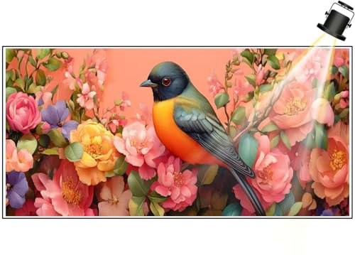 Diamond Painting Schöner Vogel Diamant Painting Bilder Kinder Blume Diamond Art DIY Set Erwachsene Full Drill Diamond Painting, 5D Diamant Malerei Mosaic Stickerei Kits Home Wand Decor 200x90 cm F424 von Generic