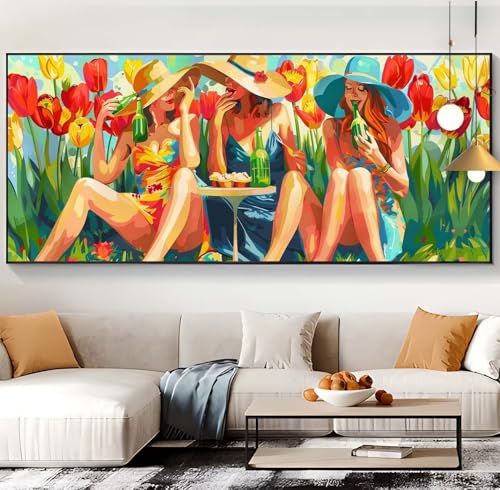 Diamond Painting Schönheit Diamond Painting XXL 100x300cm Diamond Painting Erwachsene Tulpe Malen Nach Zahlen DIY Mosaikherstellung Diamonds Stickerei Malerei Sets für Home Décor Geschenke Frauen K48 von Generic