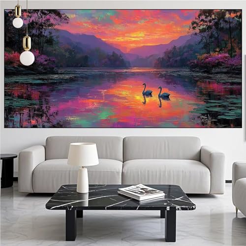 Diamond Painting Schwan Diamont Painting Bilder Landschaft Malen Nach Zahlen Set für Kinder Erwachsene,5D Vollbohrung Crystal Bastelset Mädchen Mosaikherstellung,DIY Diamant Malerei 60x120cm KM-520 Diamond Painting Schwan Diamont Painting Bilder Landschaft Malen Nach Zahlen Set für Kinder Erwachsene,5D Vollbohrung Crystal Bastelset Mädchen Mosaikherstellung,DIY Diamant Malerei 60x120cm KM-520 von Generic
