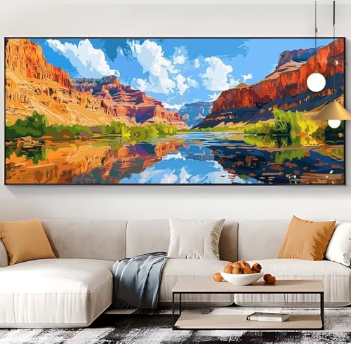 Diamond Painting See Diamond Painting XXL 100x300cm Diamond Painting Erwachsene Landschaft Malen Nach Zahlen DIY Mosaikherstellung Diamonds Stickerei Malerei Sets für Home Décor Geschenke Frauen A95 von Generic