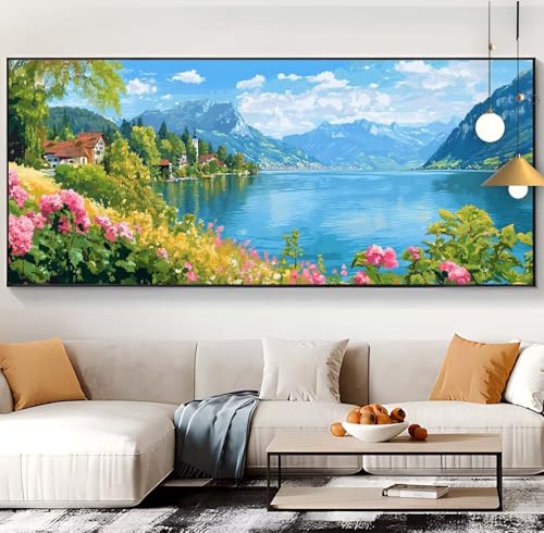 Diamond Painting See Diamond Painting XXL 100x300cm Diamond Painting Erwachsene Landschaft Malen Nach Zahlen DIY Mosaikherstellung Diamonds Stickerei Malerei Sets für Home Décor Geschenke Frauen B3 von Generic