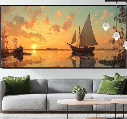 Diamond Painting Segelboot Diamant Painting Bilder Meerblick, Diamond Painting Groß XXL 180 x 90 cm, Diamant Painting Bilder Erwachsene DIY Diamond Painting Crystal Art Stickerei für Wand Dekor q112 von Generic