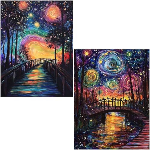 Diamond Painting Set für Erwachsene Anfänger, 2 Pack Black 5D Diamond Painting Klein Zahlen Diamond Diamant Painting Bilder DIY Diamant Malerei Set Strass Arts Set für Home Wand Decor 50x70cm 4-534 von Generic