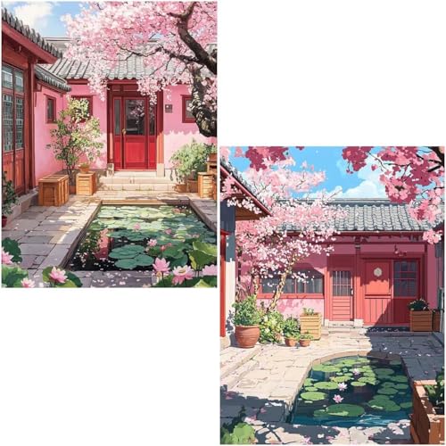 Diamond Painting Set für Erwachsene Anfänger, 2 Pack Cherry 5D Diamond Painting xxl Diamond Diamant Painting Bilder DIY Diamant Malerei Set Strass Arts Craft Set für Home Wand Decor 90X120cm 4-574 von Generic