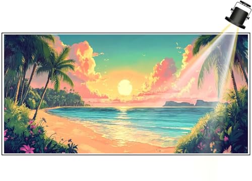 Diamond Painting Sommer Diamant Painting Bilder Kinder Strand Diamond Art DIY Set Erwachsene Full Drill Diamond Painting, 5D Diamant Malerei Kunst Mosaic Stickerei Kits Home Wand Decor 200x90 cm F727 von Generic