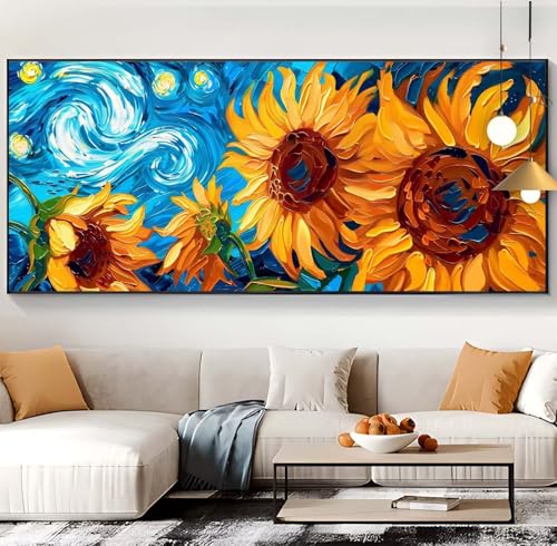 Diamond Painting Sonnenblume Diamond Painting XXL 100x240cm Diamond Painting Erwachsene Abstrakt Malen Nach Zahlen DIY Mosaikherstellung Diamonds Stickerei Malerei für Home Décor Geschenke Frauen H78 von Generic