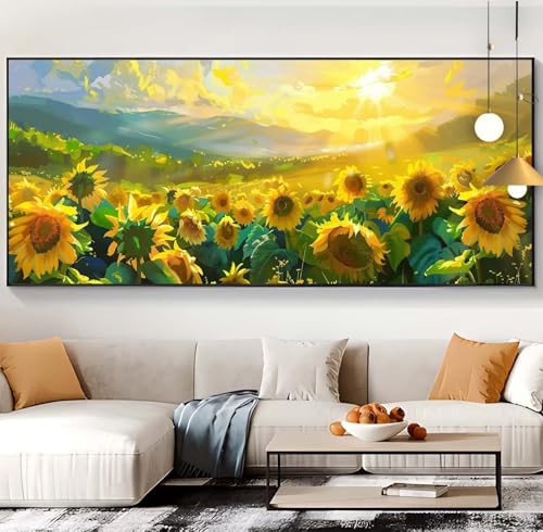 Diamond Painting Sonnenblume Diamond Painting XXL 100x300cm Diamond Painting Erwachsene Sonnenuntergang Malen Nach Zahlen DIY Mosaikherstellung Diamond Stickerei Malerei Home Décor Geschenke K56 von Generic