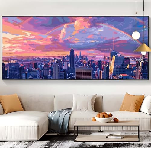 Diamond Painting Sonnenuntergang Diamond Painting XXL 100x240cm Diamond Painting Erwachsene Stadt Malen Nach Zahlen DIY Mosaikherstellung Diamonds Stickerei Malerei für Home Décor Geschenke Frauen J15 von Generic