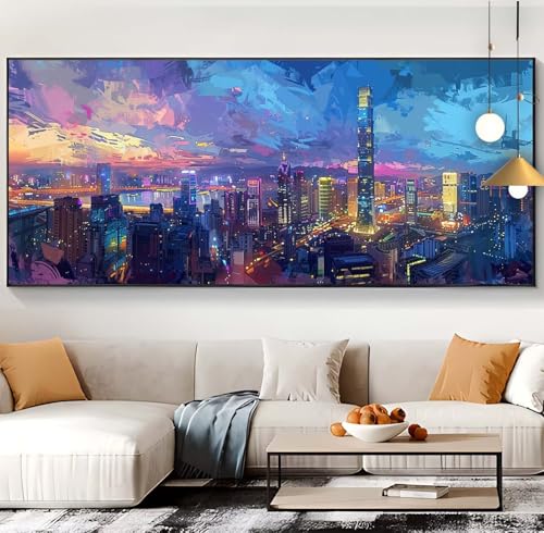 Diamond Painting Sonnenuntergang Diamond Painting XXL 100x240cm Diamond Painting Erwachsene Stadt Malen Nach Zahlen DIY Mosaikherstellung Diamonds Stickerei Malerei für Home Décor Geschenke Frauen J24 von Generic