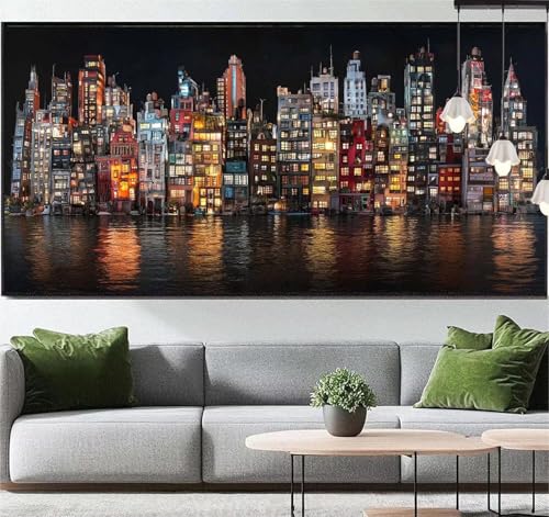 Diamond Painting Stadt Diamant Painting Bilder Landschaft, Diamond Painting Groß XXL 200x90 cm, Diamant Painting Bilder Erwachsene DIY Simple Diamond Painting Crystal Art Stickerei für Wand Dekor q24 von Generic