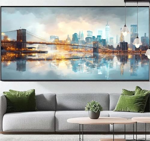 Diamond Painting Stadt Diamond Painting Erwachsene Landschaft, 5D Diamant Painting Bilder Full Drill Diamond Painting Kinder, DIY Malen Nach Zahlen Malerei Stickerei Set für Wand Dekor 120 x 50 cm q25 von Generic