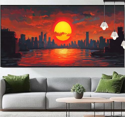 Diamond Painting Stadt Diamond Painting Erwachsene Landschaft, 5D Diamant Painting Bilder Full Drill Diamond Painting Kinder, DIY Malen Nach Zahlen Malerei Stickerei Set für Wand Dekor 120 x 70 cm q23 von Generic