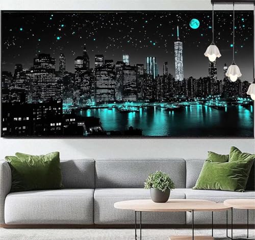 Diamond Painting Stadt Diamond Painting Erwachsene Nachtszene, 5D Diamant Painting Bilder Full Drill Diamond Painting Kinder, DIY Malen Nach Zahlen Malerei Stickerei Set für Wand Dekor 120 x 60 cm q31 von Generic