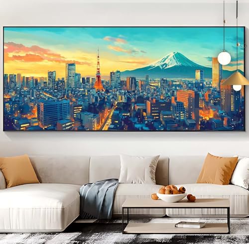 Diamond Painting Stadt Diamond Painting XXL 90x220cm Diamond Painting Erwachsene Sonnenuntergang Malen Nach Zahlen DIY Mosaikherstellung Diamonds Stickerei Malerei für Home Décor Geschenke Frauen F79 von Generic