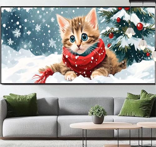 Diamond Painting Tier Diamant Painting Bilder Katze, Diamond Painting Groß XXL 160x80 cm, Diamant Painting Bilder Erwachsene DIY Bastelset Diamond Painting Crystal Art Stickerei Set für Wand Dekor q86 von Generic