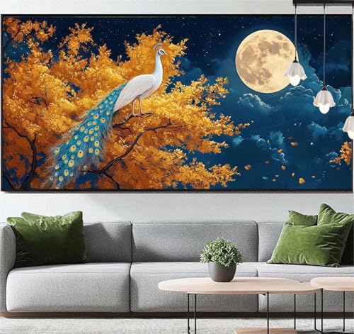 Diamond Painting Tier Diamant Painting Bilder Pfau, Diamond Painting Groß XXL 160x80 cm, Diamant Painting Bilder Erwachsene DIY Bastelset Diamond Painting Crystal Art Stickerei Set für Wand Dekor q78 von Generic