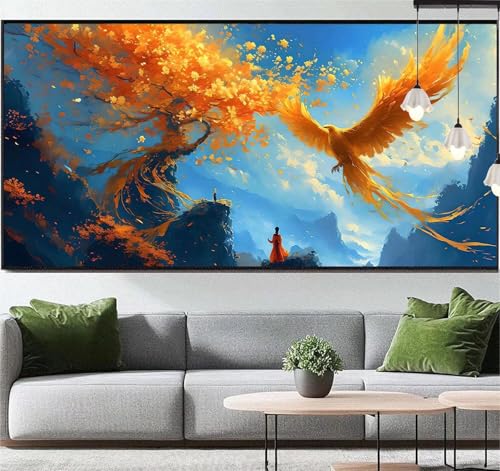 Diamond Painting Tier Diamant Painting Bilder Phönix, Diamond Painting Groß XXL 200 x 90 cm, Diamant Painting Bilder Erwachsene DIY Simple Diamond Painting Crystal Art Stickerei für Wand Dekor q70 von Generic