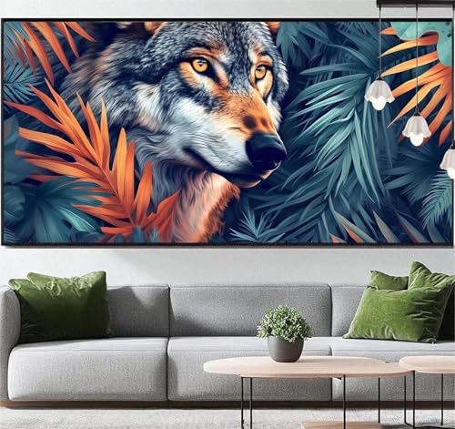 Diamond Painting Tier Diamant Painting Bilder Wolf, Diamond Painting Groß XXL 190x80 cm, Diamant Painting Bilder Erwachsene DIY Bastelset Diamond Painting Crystal Art Stickerei Set für Wand Dekor q80 von Generic