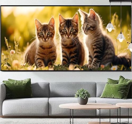 Diamond Painting Tier Diamond Painting Erwachsene Katze, 5D Diamant Painting Bilder Full Drill Diamond Painting Kinder, DIY Malen Nach Zahlen Diamant Kunst Malerei Set für Wand Dekor 120 x 60 cm q85 von Generic